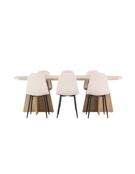 Matgrupp Bootcut med Polar matstolar, 230 × 115 cm