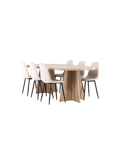 Matgrupp Bootcut med Polar matstolar, 230 × 115 cm