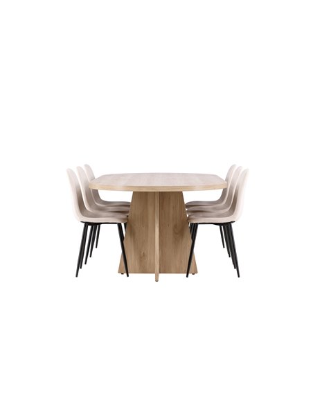 Matgrupp Bootcut med Polar matstolar, 230 × 115 cm