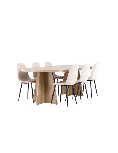 Matgrupp Bootcut med Polar matstolar, 230 × 115 cm