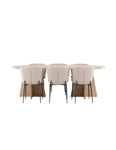 Matgrupp Bootcut med Modesto matstolar, 230 × 115 cm