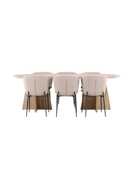 Matgrupp Bootcut med Modesto matstolar, 230 × 115 cm