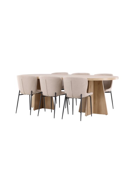 Matgrupp Bootcut med Modesto matstolar, 230 × 115 cm