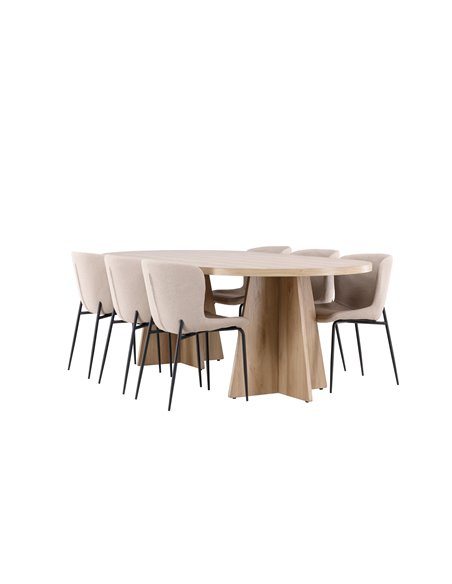 Matgrupp Bootcut med Modesto matstolar, 230 × 115 cm