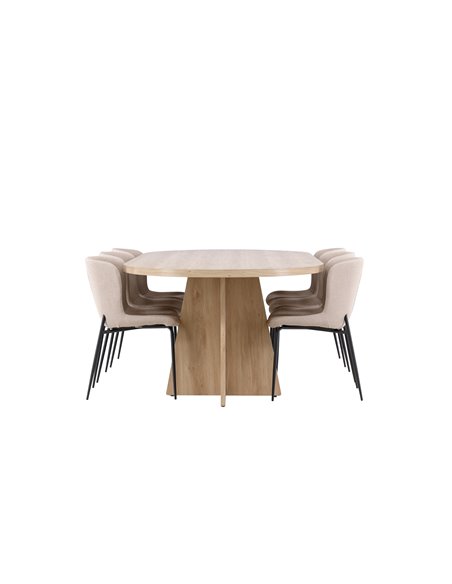 Matgrupp Bootcut med Modesto matstolar, 230 × 115 cm