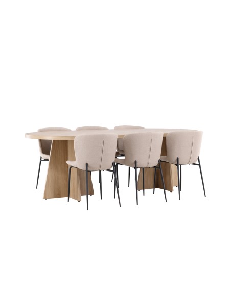 Matgrupp Bootcut med Modesto matstolar, 230 × 115 cm