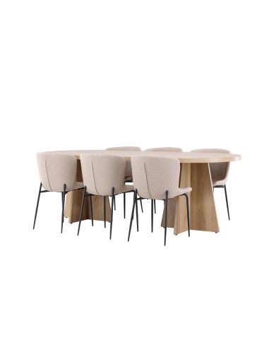 Matgrupp Bootcut med Modesto matstolar, 230 × 115 cm