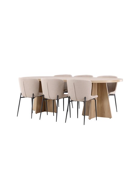 Matgrupp Bootcut med Modesto matstolar, 230 × 115 cm