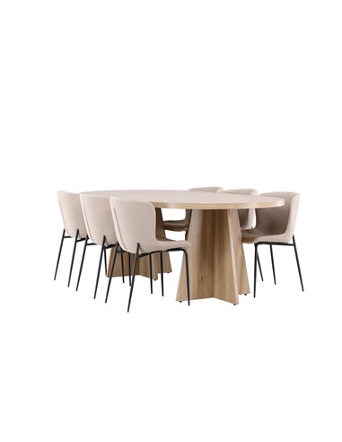 Matgrupp Bootcut med Modesto matstolar, 230 × 115 cm