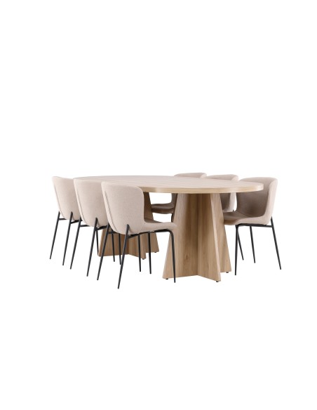 Matgrupp Bootcut med Modesto matstolar, 230 × 115 cm