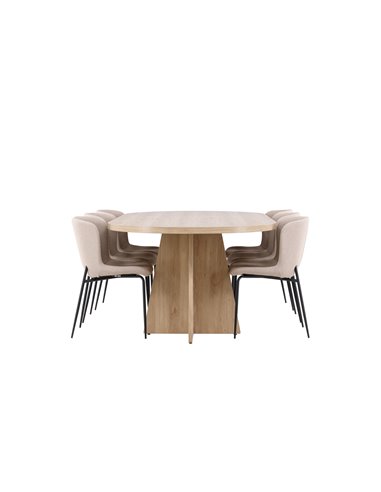 Matgrupp Bootcut med Modesto matstolar, 230 × 115 cm