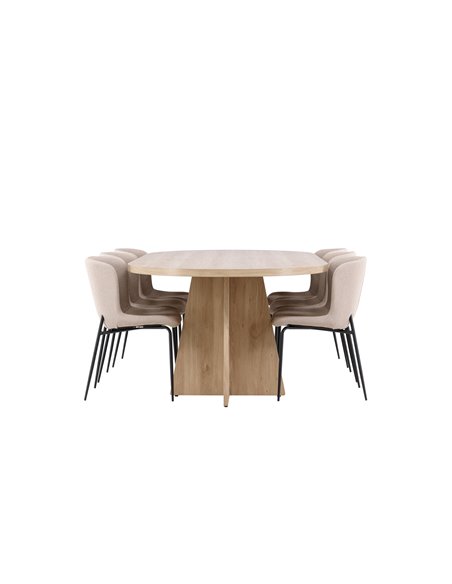 Matgrupp Bootcut med Modesto matstolar, 230 × 115 cm
