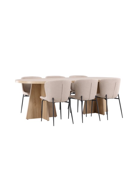 Matgrupp Bootcut med Modesto matstolar, 230 × 115 cm