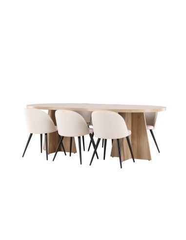 Matgrupp Bootcut med Velvet matstolar, 230 × 115 cm