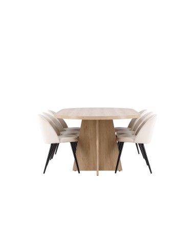 Matgrupp Bootcut med Velvet matstolar, 230 × 115 cm