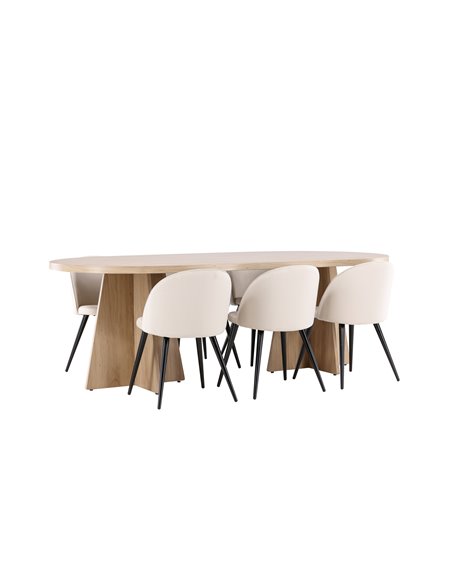 Matgrupp Bootcut med Velvet matstolar, 230 × 115 cm