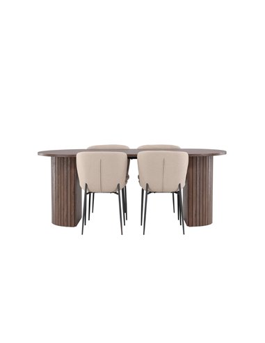 Matgrupp Härön med Modesto matstolar, 200 × 90 cm