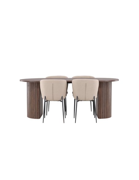 Matgrupp Härön med Modesto matstolar, 200 × 90 cm