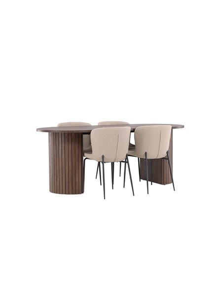Matgrupp Härön med Modesto matstolar, 200 × 90 cm