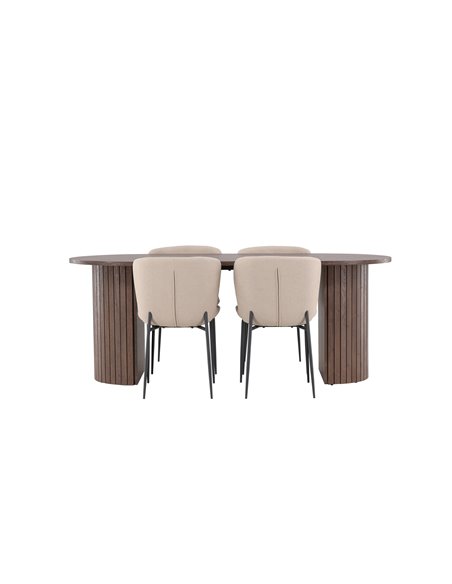 Matgrupp Härön med Modesto matstolar, 200 × 90 cm
