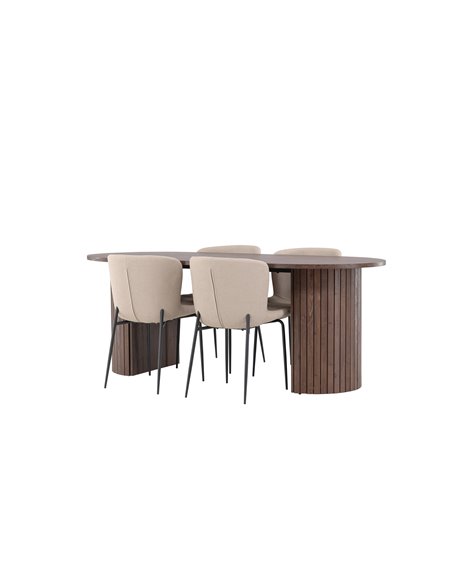 Matgrupp Härön med Modesto matstolar, 200 × 90 cm