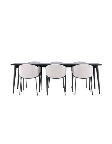 Matgrupp Ellis med Evelina matstolar, 230 × 85 cm