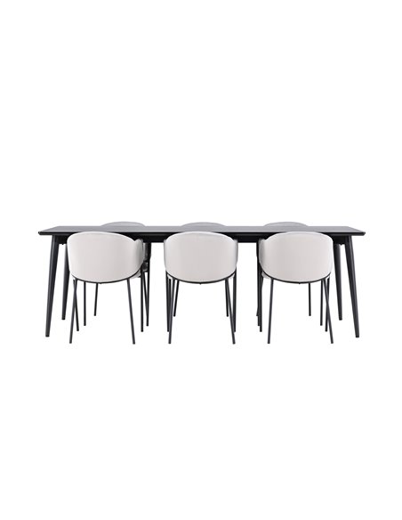 Matgrupp Ellis med Evelina matstolar, 230 × 85 cm