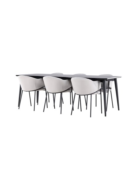 Matgrupp Ellis med Evelina matstolar, 230 × 85 cm