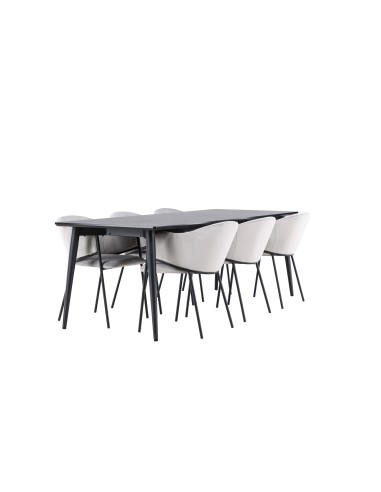 Matgrupp Ellis med Evelina matstolar, 230 × 85 cm