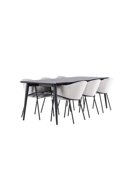 Matgrupp Ellis med Evelina matstolar, 230 × 85 cm