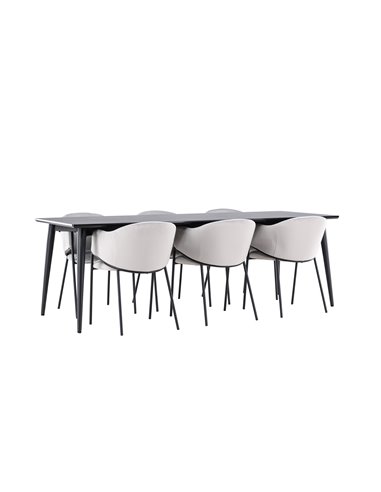 Matgrupp Ellis med Evelina matstolar, 230 × 85 cm