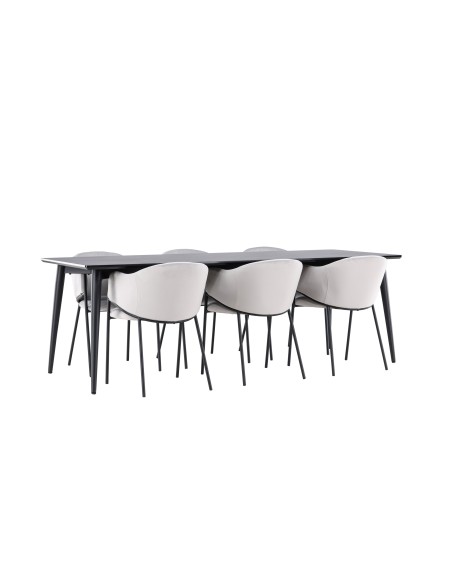 Matgrupp Ellis med Evelina matstolar, 230 × 85 cm