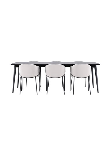 Matgrupp Ellis med Evelina matstolar, 230 × 85 cm