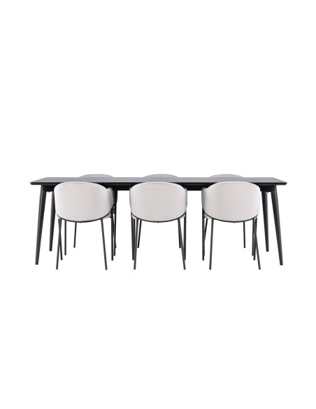 Matgrupp Ellis med Evelina matstolar, 230 × 85 cm