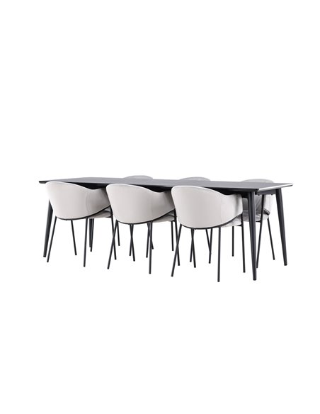 Matgrupp Ellis med Evelina matstolar, 230 × 85 cm