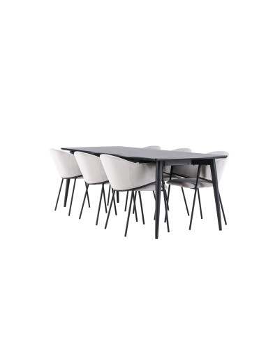 Matgrupp Ellis med Evelina matstolar, 230 × 85 cm