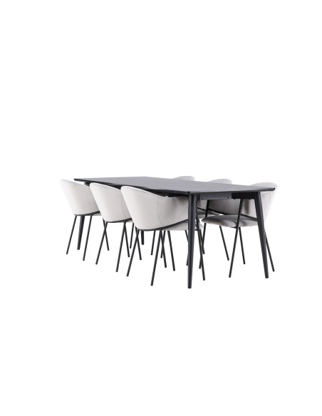 Matgrupp Ellis med Evelina matstolar, 230 × 85 cm