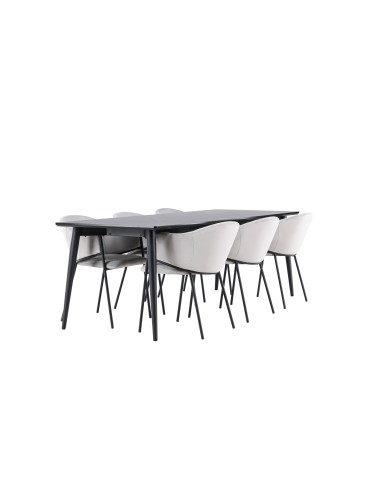 Matgrupp Ellis med Evelina matstolar, 230 × 85 cm
