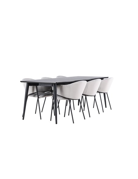 Matgrupp Ellis med Evelina matstolar, 230 × 85 cm