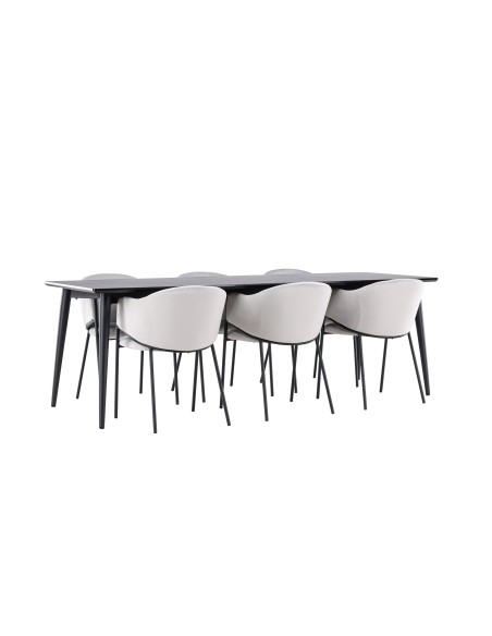Matgrupp Ellis med Evelina matstolar, 230 × 85 cm