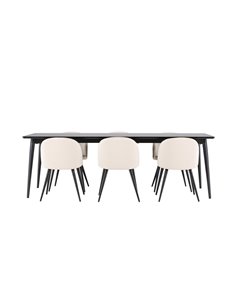 Matgrupp Ellis med Velvet matstolar, 230 × 85 cm