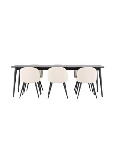 Matgrupp Ellis med Velvet matstolar, 230 × 85 cm