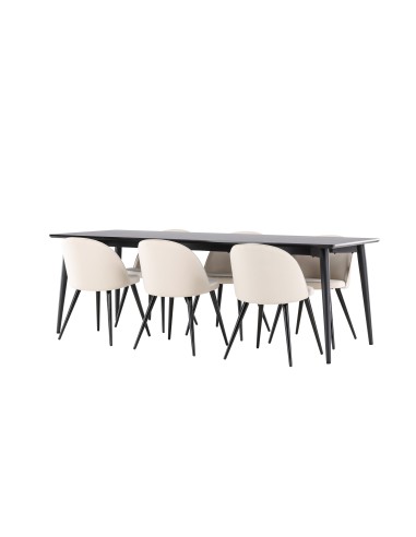 Matgrupp Ellis med Velvet matstolar, 230 × 85 cm
