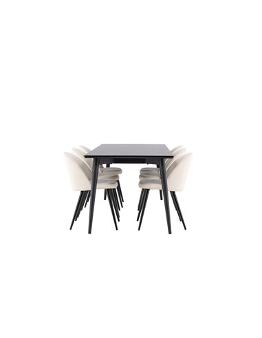 Matgrupp Ellis med Velvet matstolar, 230 × 85 cm