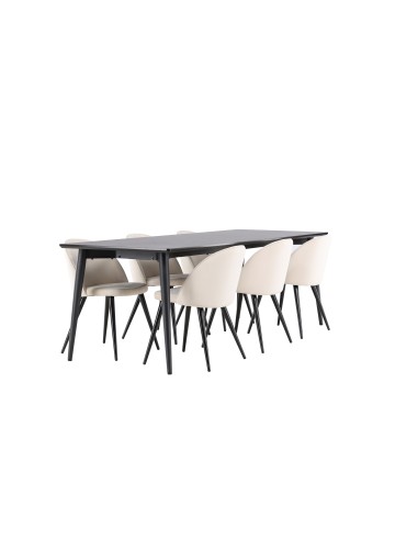 Matgrupp Ellis med Velvet matstolar, 230 × 85 cm
