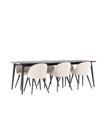Matgrupp Ellis med Velvet matstolar, 230 × 85 cm