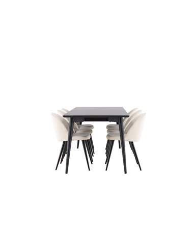 Matgrupp Ellis med Velvet matstolar, 230 × 85 cm