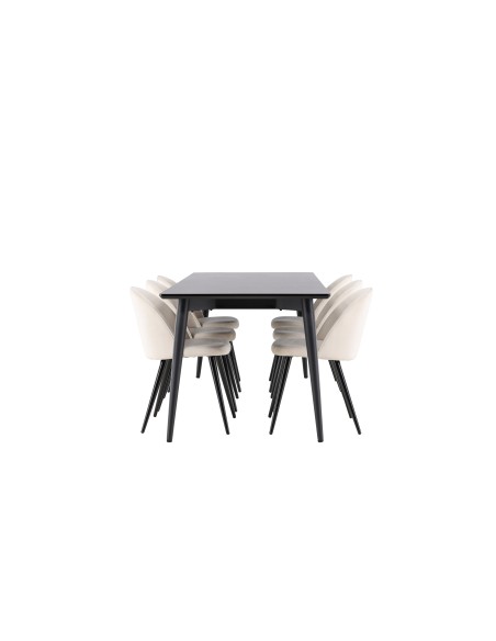 Matgrupp Ellis med Velvet matstolar, 230 × 85 cm