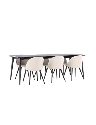 Matgrupp Ellis med Velvet matstolar, 230 × 85 cm