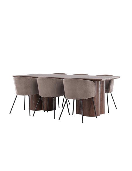 Matgrupp Olivia med Berit matstolar, 210 × 100 cm